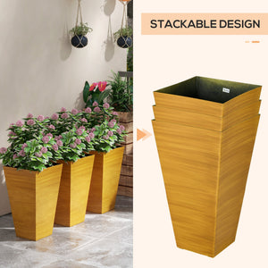 Outsunny 28" Tall Outdoor Planters Set of 3 with Drainage Holes