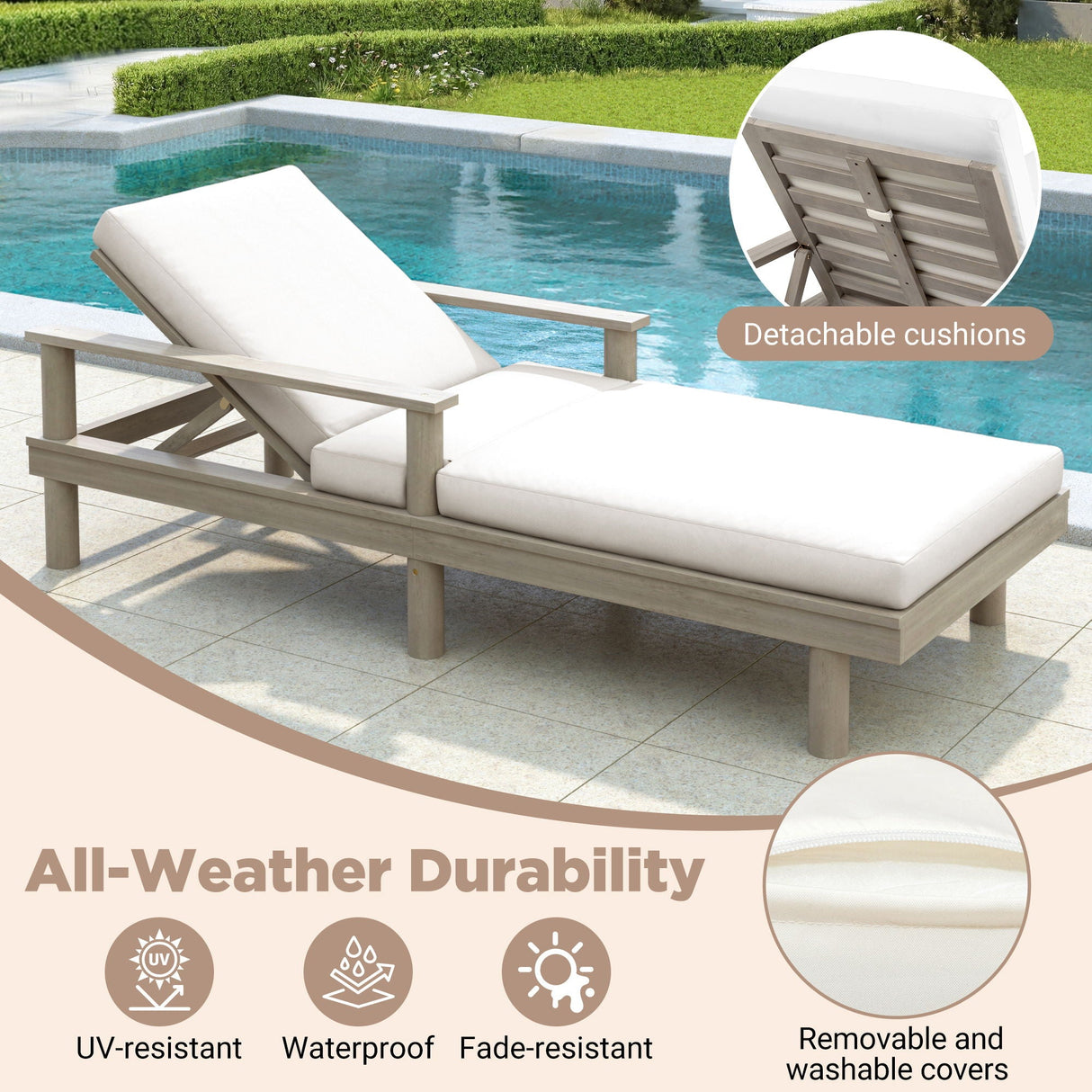 5 Position Adjustable Outdoor Chaise Lounge