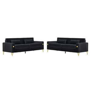 Black Velvet 2-Piece Sofa Set