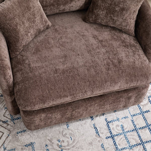 46.1" W Upholstered Oversized Swivel Accent Chair with Ottoman