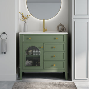 35.6" Mid-Century Bathroom Vanity Sink