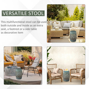 Outsunny 13' x 18' Ceramic Garden Stool with Woven Lattice Design & Glazed Finish
