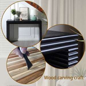 47" Modern Black Wood Console Table with Ribbed Legs