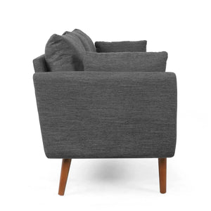 Diaphanous - Upholstered 3 Seater Sofa With 2 Accent Pillows And Wood Legs