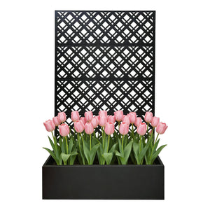 Rhombus Black Metal Planter Raised Garden Bed with Trellis