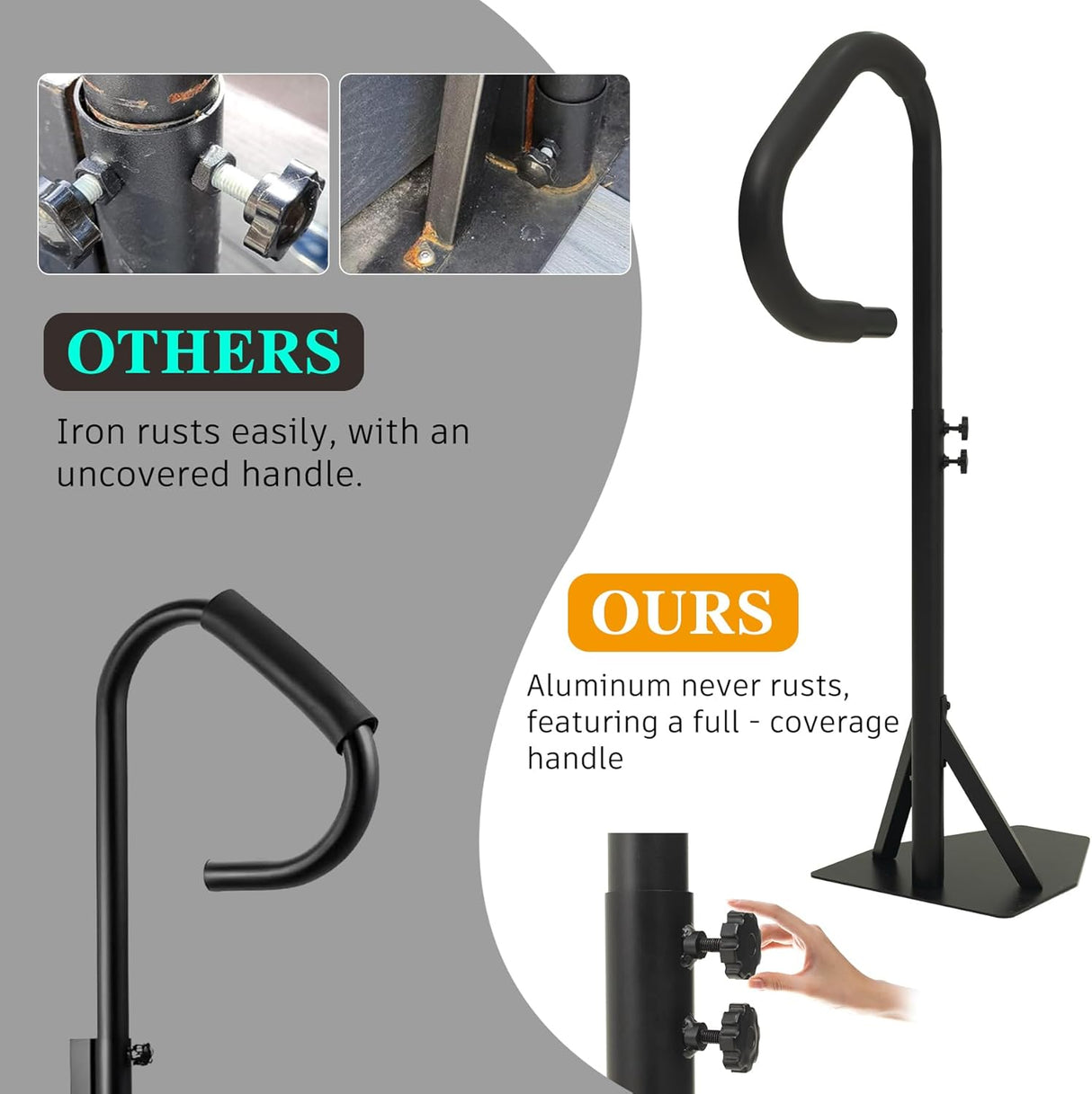Hot Tub Handrail With Adjustable Height and 360° Swivel