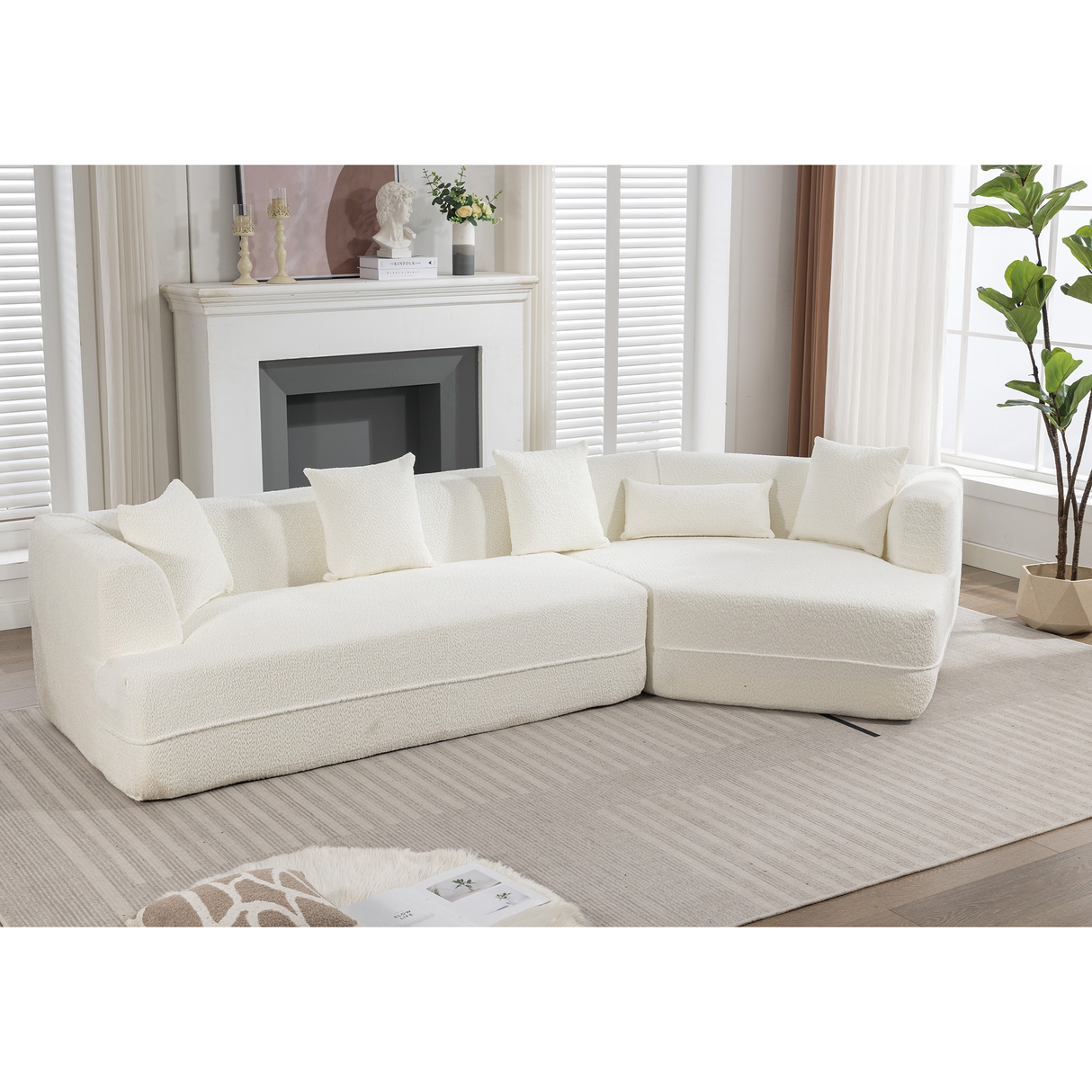 Modular Sofa Modern Minimalist Style Creamy-White
