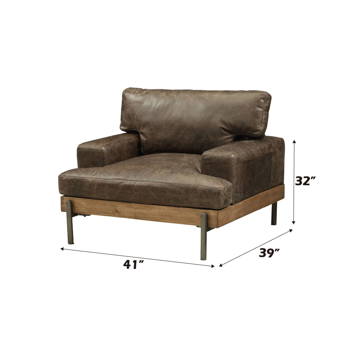 Silchester - Chair - Distress Chocolate Top Grain Leather & Oak