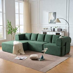 Modular L-Shaped Sectional Sofa With Deep Seat, Movable Chaise & 5 Pillows