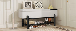 TREXM Farmhouse Upholstered Storage Bench with Hidden Compartment