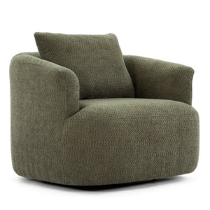 360° Swivel Barrel Sofa Chair With Throw Pillow, Upholstered Accent Chair