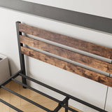 Industrial Metal & Wood Platform Bed Frame