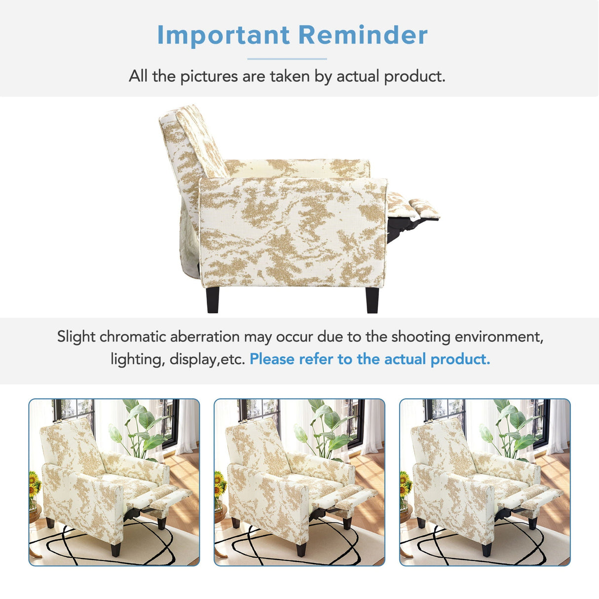 Push Back Upholstered Recliner Armchair