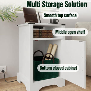 Farmhouse Nightstand, Charging Station & Storage