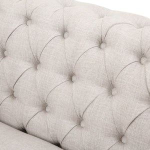 Chesterfield Club Chair Velvet Fabric Beige with Birch Wood Legs