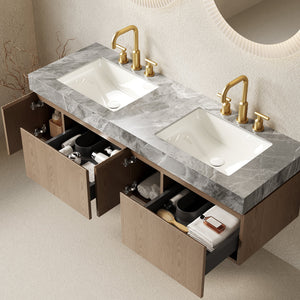 MURI 60" Bathroom Vanity & Sink, Floating Storage Cabinet