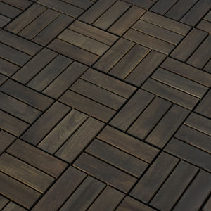 Acacia Wood Interlocking Deck Tiles Checker Pattern For Outdoor Flooring