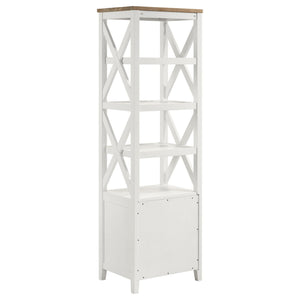 Hollis 4-shelf Wood Media Tower with Drawers Brown and White