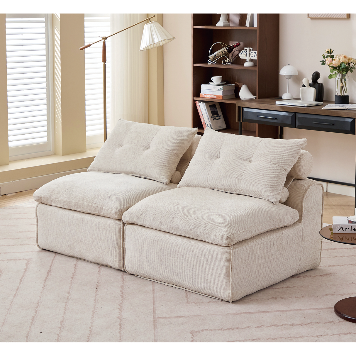 Modular Sofa with Soft Chenille Fabric
