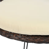 U_STYLE Outdoor Leisure Set, 2 Rattan Single Chairs with Glass Round Table