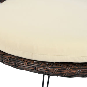 U_STYLE Outdoor Leisure Set, 2 Rattan Single Chairs with Glass Round Table
