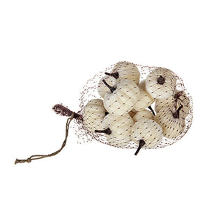 Velvety Pumpkin In Mesh Bag, Bag / 12, For Holiday Harvest Festival Fall Festival & Thanksgiving (Set of 4) - White