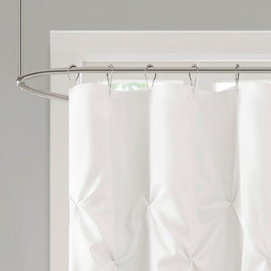 Tufted Semi-Sheer Shower Curtain with Tufted Texture - White