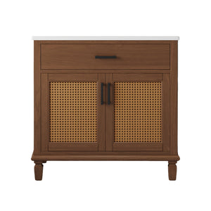 Bathroom Vanity With Ceramic Sink, Modern Free Standing Cabinet With Soft Close Drawers