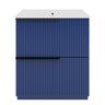 Fluted Bathroom Vanity With Ceramic Sink, Freestanding Cabinet