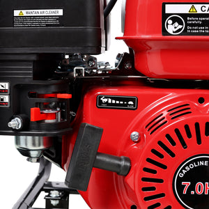 Gas Engine Powered Water Pump 3" Inlet & Outlet 7Hp 212Cc Epa Certified With Wheels And Handle - Black / Red