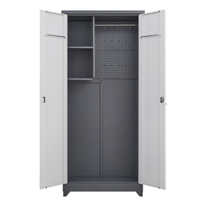 Outdoor Cabinet, Large Capacity Storage Vertical Tall Design With Shelves And Secure Lock