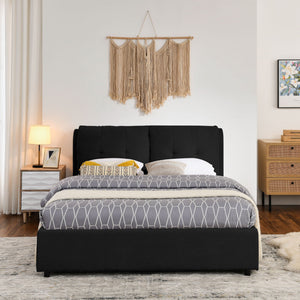 Storage Upholstered Hydraulic Platform Bed With Integrated Headboard