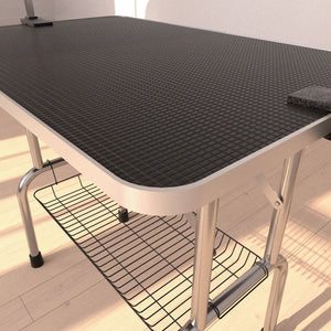 Professional Dog Pet Grooming Table Large Adjustable Heavy Duty Portable With Arm & Noose & Mesh Tray - Black