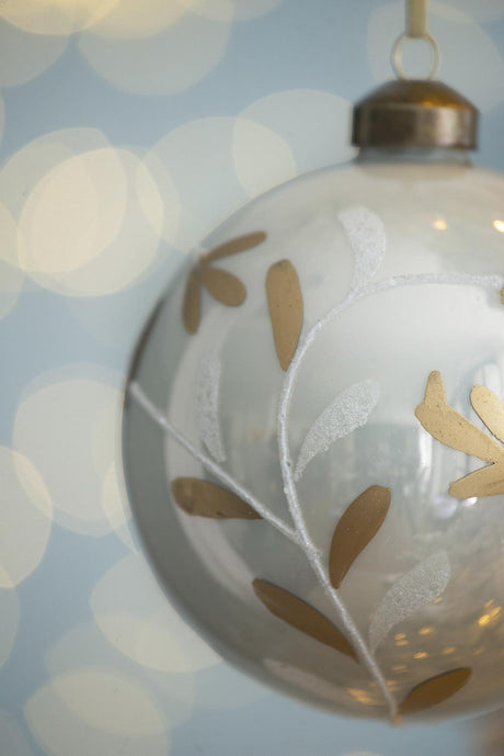 White and Gold Christmas Ball Ornaments, Set of 4