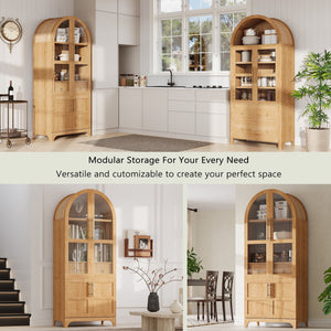 K&K 71' Tall Arched Kitchen Pantry Cabinet with Adjustable Shelves