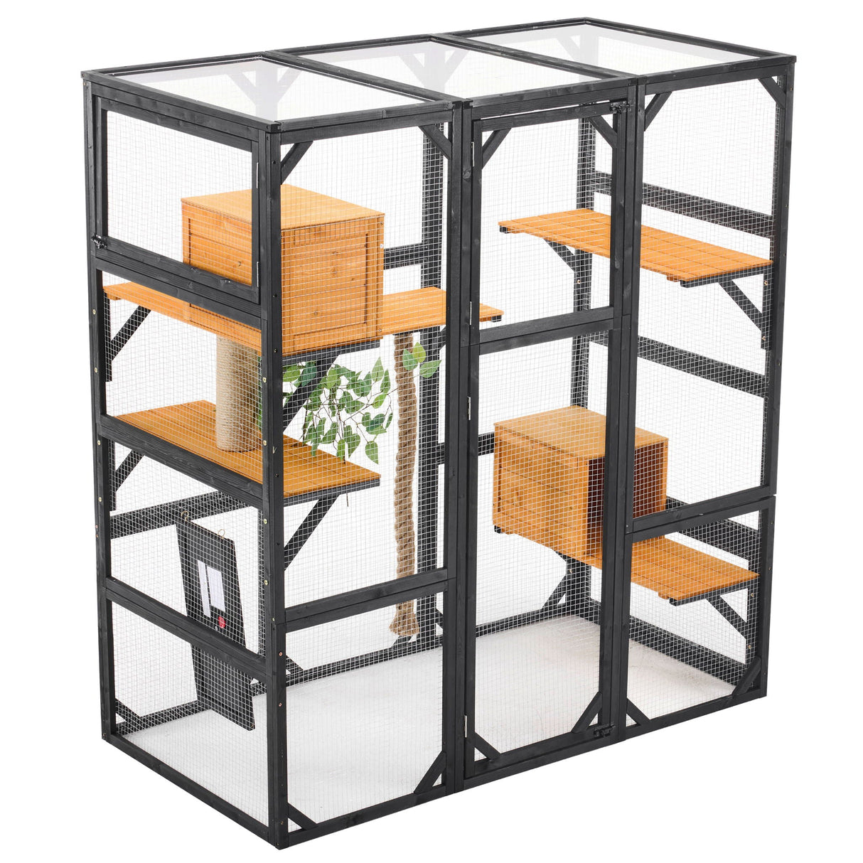 Outdoor Cat House, Diy Cat Enclosure Catio With Double Enter Doors