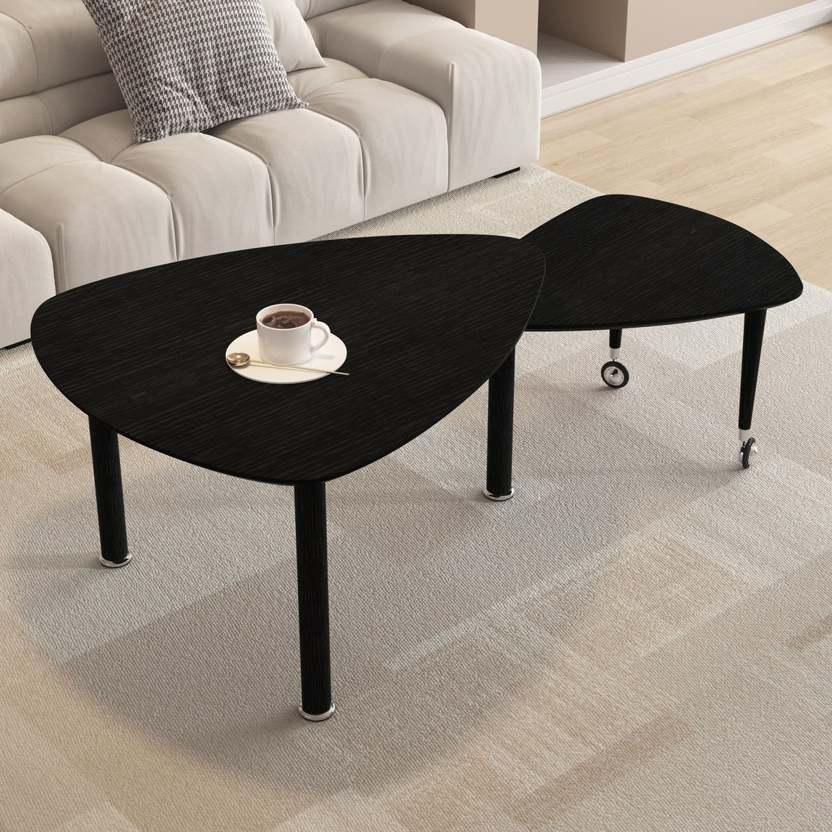 360 Degree Rotatable Coffee Table With Solid Legs