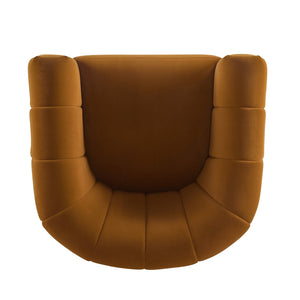 Modern Swivel Club Chair with Premium Velvet Tub Design in Dark Yellow