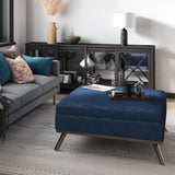 Owen Square Coffee Table Storage Ottoman - Distressed Dark Blue