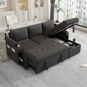 83.5" L-Shaped Sofa Couch Convertible Sofa Bed