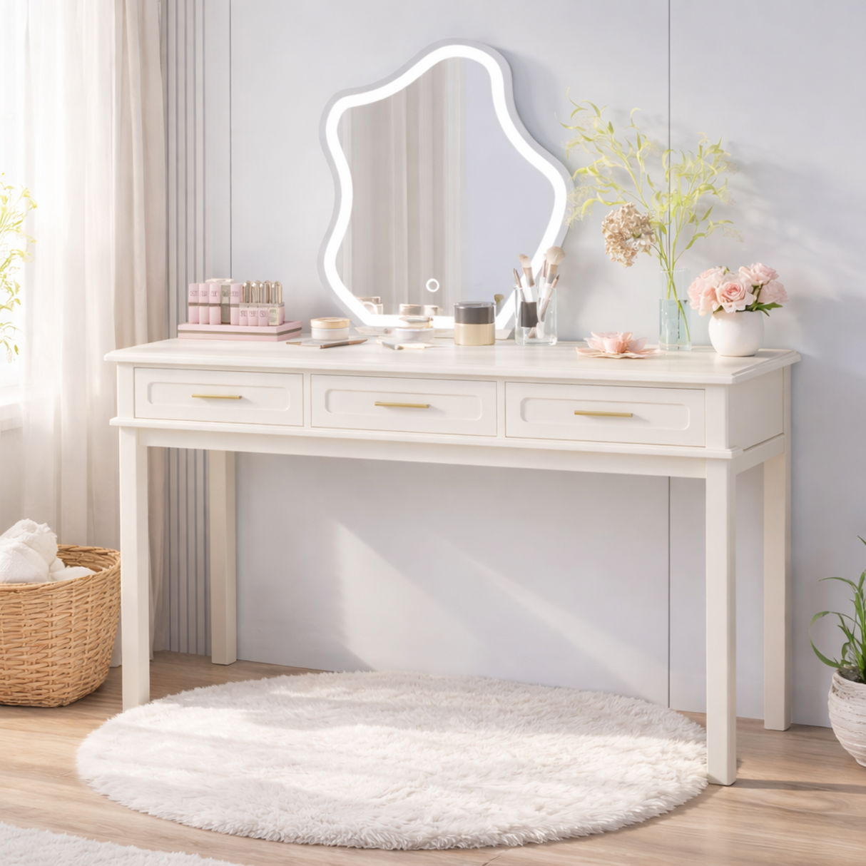 Cream Makeup Vanity