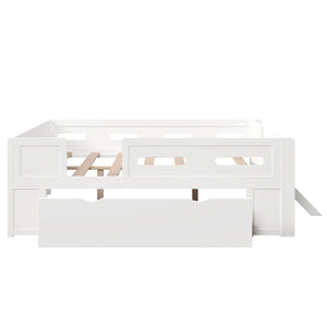 Platform Bed With Guardrail And Drawer
