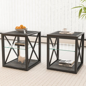 Set of 2 Modern End Tables for Bedroom & Living Room