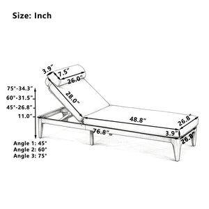 TOPMAX Acacia Wood Chaise Lounge