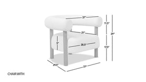 Fuji - Mid Century Modern Barrel Accent Arm Chair - Ivory White