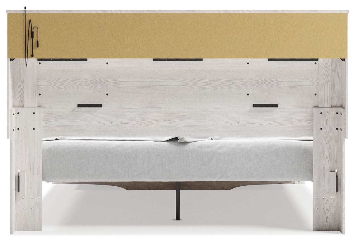 Altyra - King Upholstered Bookcase Bed With Storage - White