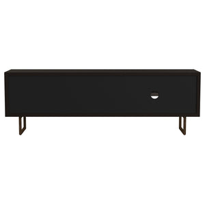 Manaya - 2 Door Stand With Open Shelving And Hidden Storage - Charcoal Black