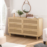 51.18'6-Drawers Rattan Storage Cabinet Rattan Drawer,Natural