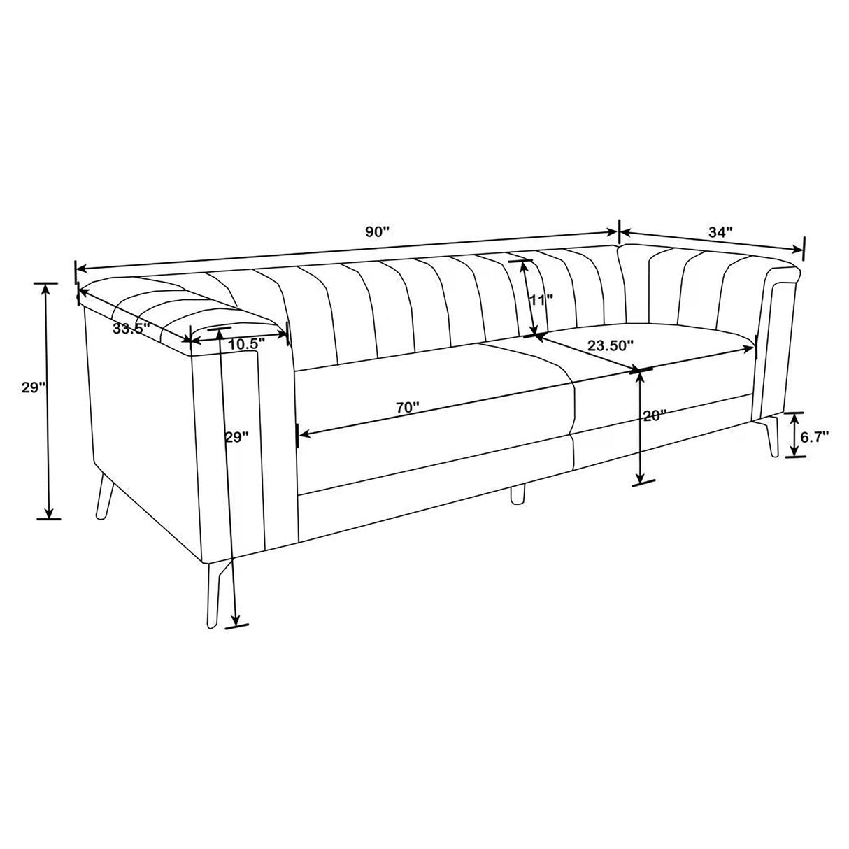 Darci - Tuxedo Arm Living Room Set