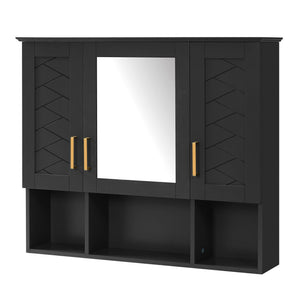 Modern Wall Mounted Medicine Cabinet with Adjustable Shelves and Soft Close Doors - Black, Blue, White
